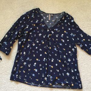 Dark Blue Floral Blouse